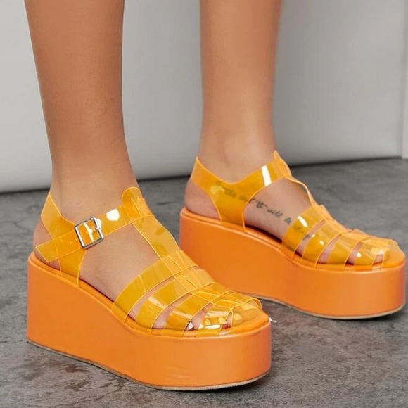 SHEIN Shoes - ⭐️Orange platform jelly shoes